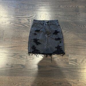 Hollister Black Distressed Mini Skirt